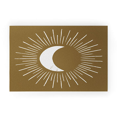 Avenie Nightglow Moon Olive Green Welcome Mat