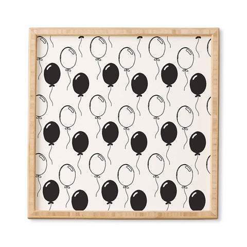 Avenie Party Balloons Black and White Framed Wall Art