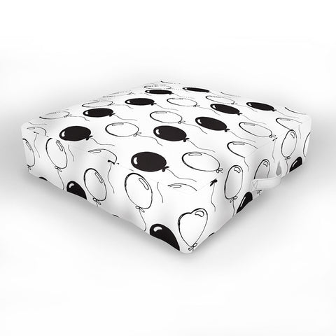 Avenie Party Balloons Black and White Outdoor Floor Cushion