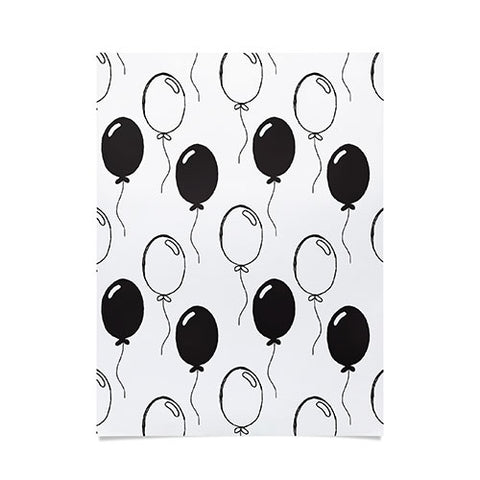 Avenie Party Balloons Black and White Poster