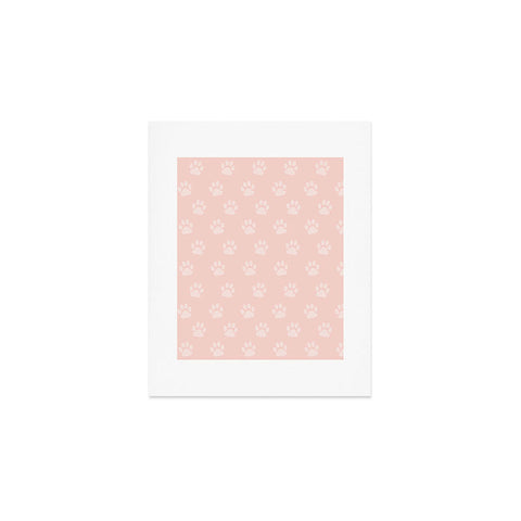 Avenie Paw Print Pattern Pink Art Print