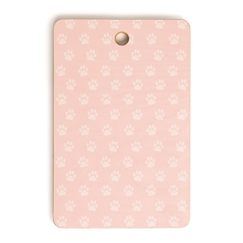 Avenie Paw Print Pattern Pink Cutting Board Rectangle