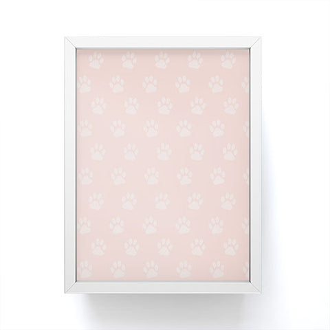 Avenie Paw Print Pattern Pink Framed Mini Art Print