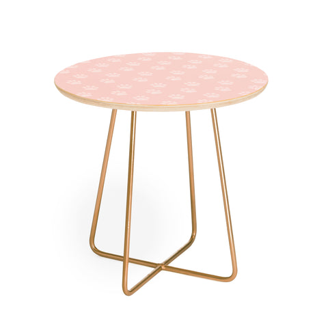 Avenie Paw Print Pattern Pink Round Side Table