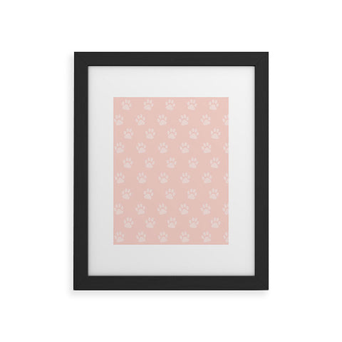 Avenie Paw Print Pattern Pink Framed Art Print