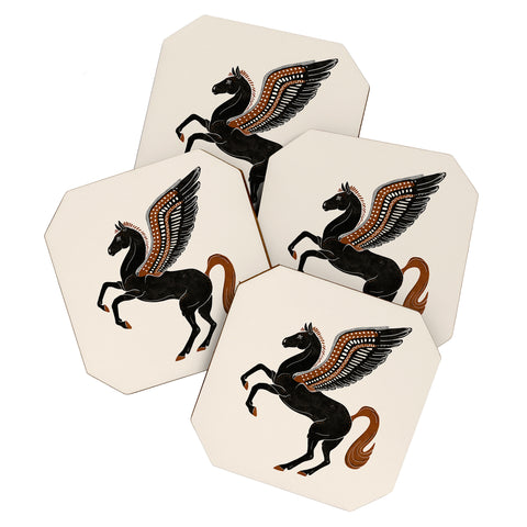 Avenie Pegasus In Greek Art Coaster Set