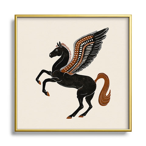 Avenie Pegasus In Greek Art Square Metal Framed Art Print