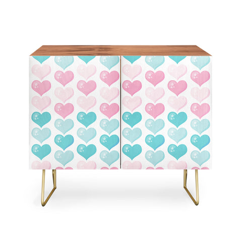Avenie Pink and Blue Hearts Credenza
