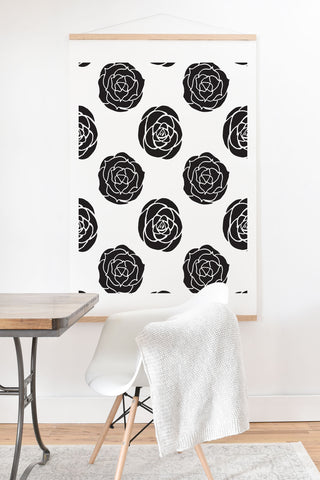 Avenie Roses Black and White Art Print And Hanger