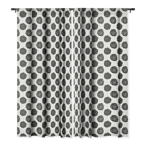 Avenie Roses Black and White Blackout Window Curtain