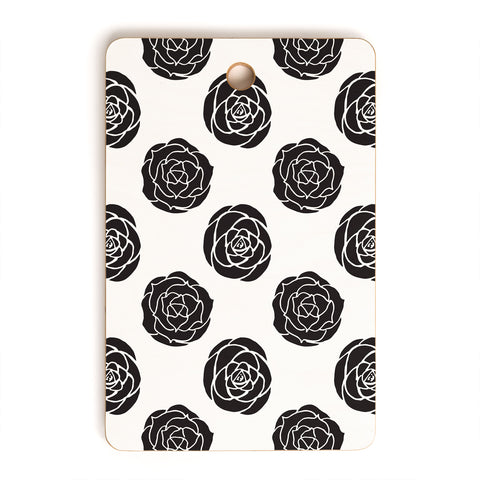 Avenie Roses Black and White Cutting Board Rectangle