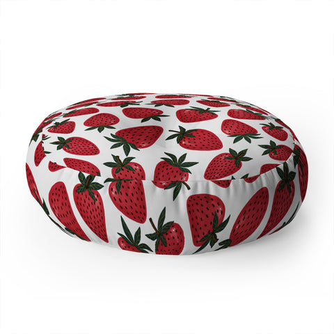 Avenie Spring Garden Strawberries Floor Pillow Round