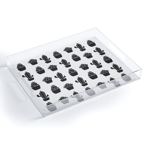 Avenie Succulents Black and White Acrylic Tray