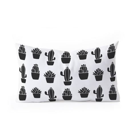 Avenie Succulents Black and White Oblong Throw Pillow