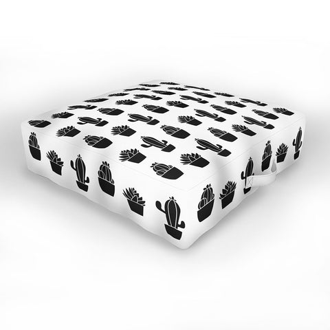 Avenie Succulents Black and White Outdoor Floor Cushion