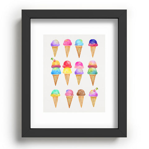 Avenie Summer Ice Cream Cones Recessed Framing Rectangle