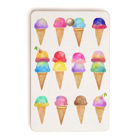 Avenie Summer Ice Cream Cones Cutting Board Rectangle