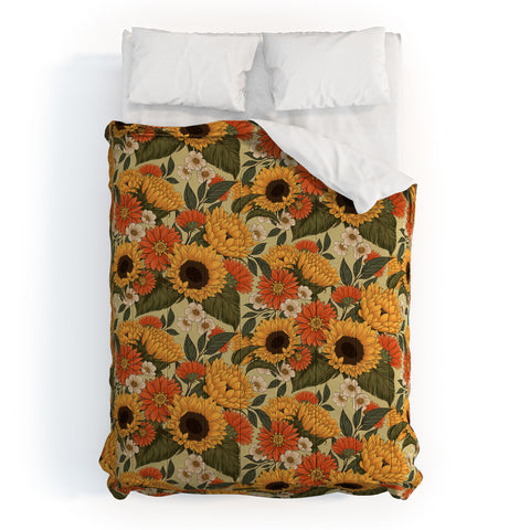 Avenie Sunflower Meadow Calm Green Comforter