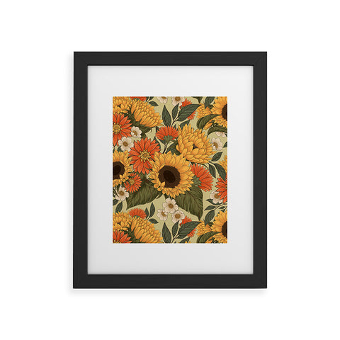 Avenie Sunflower Meadow Calm Green Framed Art Print