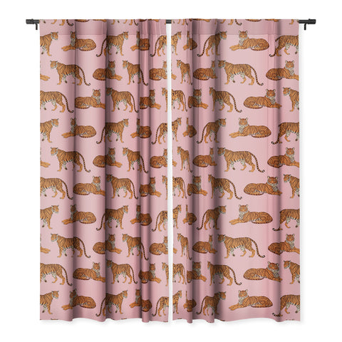 Avenie Tigers in Pink Blackout Window Curtain