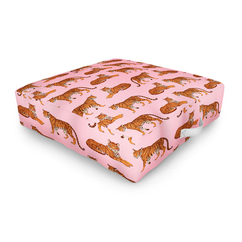 Avenie Tigers in Pink Outdoor Floor Cushion