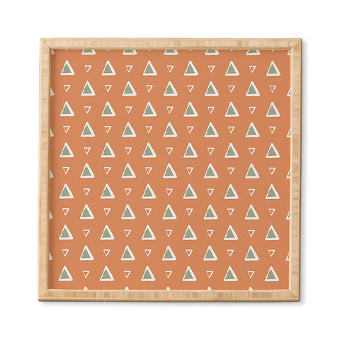 Avenie Triangle Pattern Orange Framed Wall Art