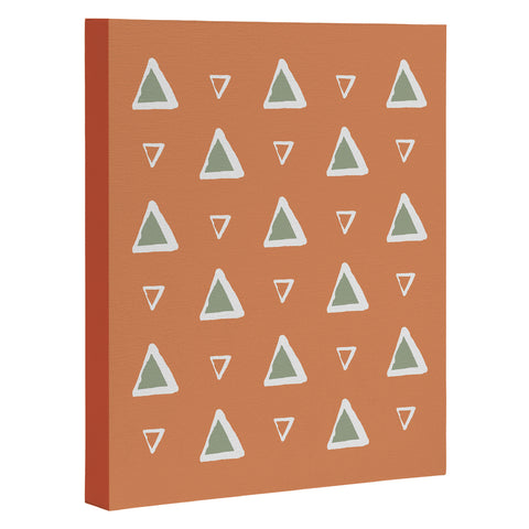 Avenie Triangle Pattern Orange Art Canvas