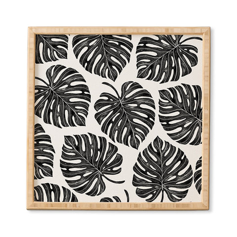 Avenie Tropical Palm Leaves Black Framed Wall Art
