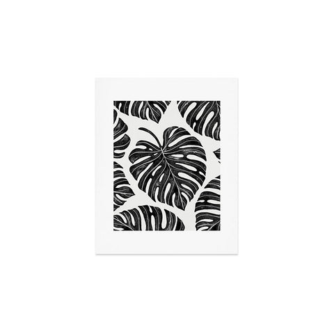 Avenie Tropical Palm Leaves Black Art Print