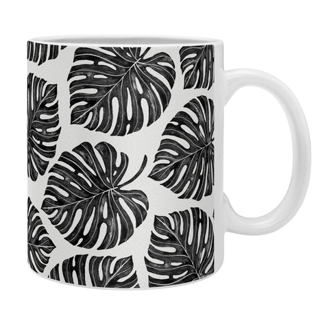 Avenie Tropical Palm Leaves Black Coffee Mug
