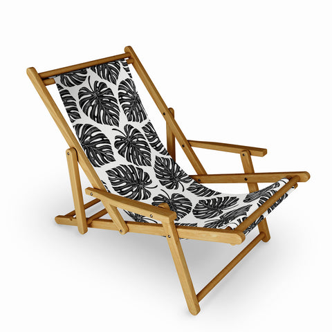 Avenie Tropical Palm Leaves Black Sling Chair