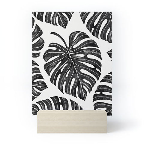 Avenie Tropical Palm Leaves Black Mini Art Print