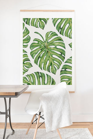 Avenie Tropical Palm Leaves Green Art Print And Hanger
