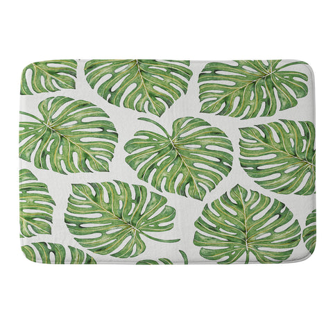 Avenie Tropical Palm Leaves Green Memory Foam Bath Mat