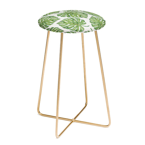 Avenie Tropical Palm Leaves Green Counter Stool