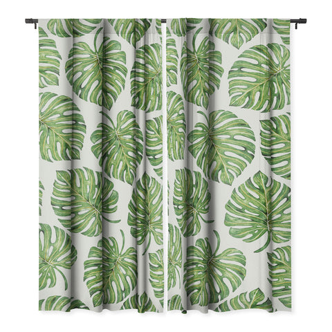 Avenie Tropical Palm Leaves Green Blackout Non Repeat