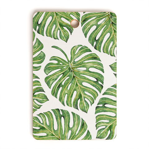 Avenie Tropical Palm Leaves Green Cutting Board Rectangle