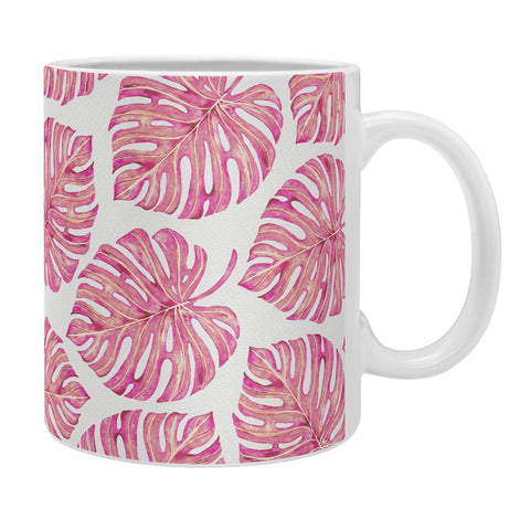 Avenie Tropical Palm Leaves Pink Coffee Mug