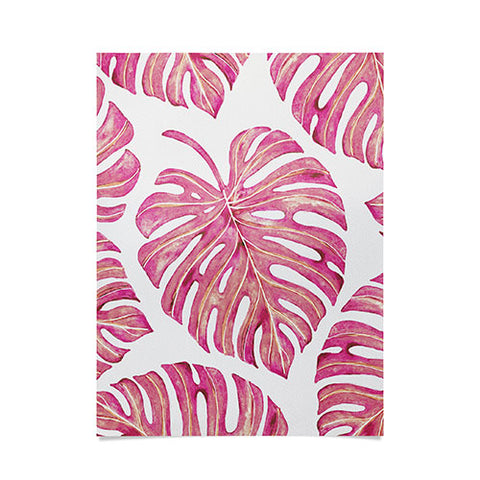 Avenie Tropical Palm Leaves Pink Poster