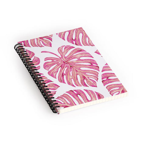 Avenie Tropical Palm Leaves Pink Spiral Notebook