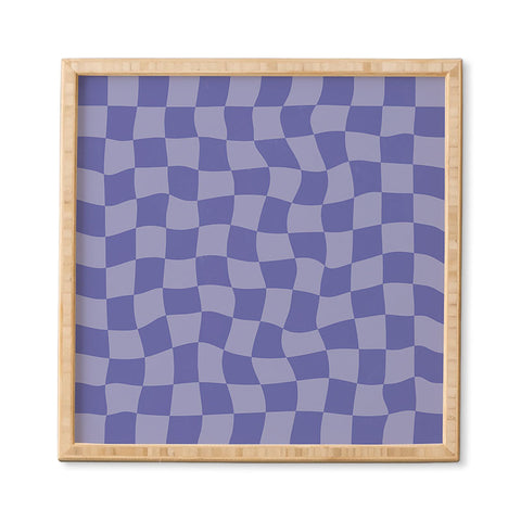 Avenie Very Peri Warped Checkerboard Framed Wall Art
