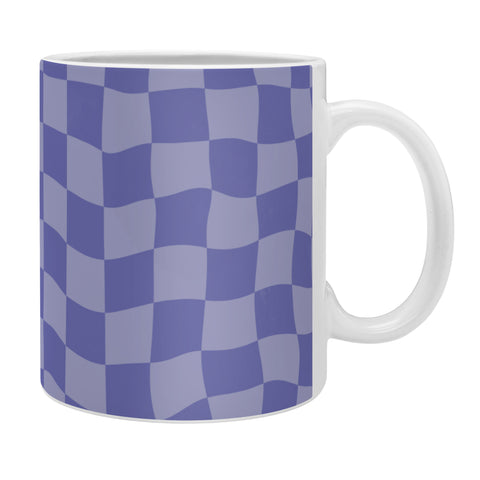 Avenie Very Peri Warped Checkerboard Coffee Mug
