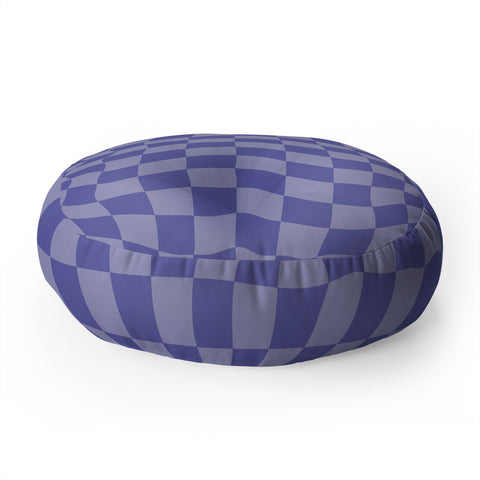Avenie Very Peri Warped Checkerboard Floor Pillow Round