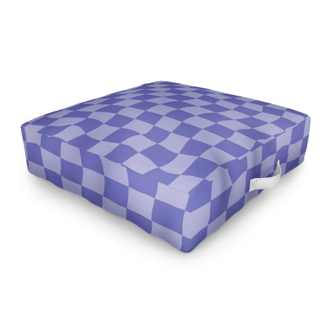 Avenie Very Peri Warped Checkerboard Outdoor Floor Cushion