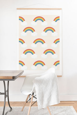 Avenie Vintage Rainbow Pattern Art Print And Hanger