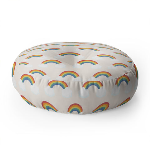 Avenie Vintage Rainbow Pattern Floor Pillow Round