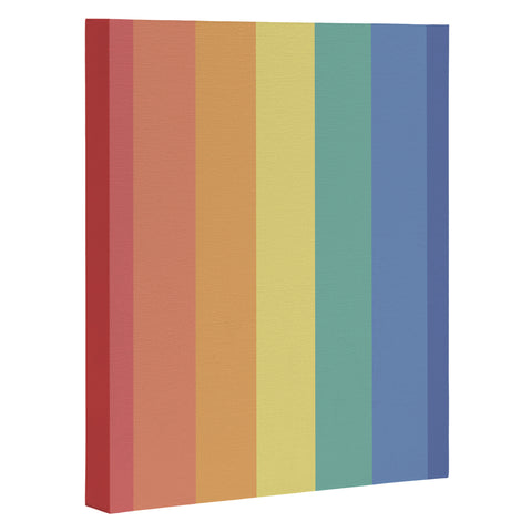 Avenie Vintage Rainbow Stripes Art Canvas