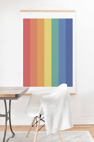 Avenie Vintage Rainbow Stripes Art Print And Hanger