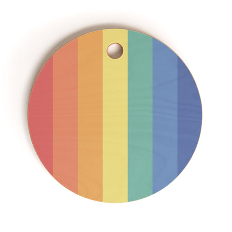Avenie Vintage Rainbow Stripes Cutting Board Round