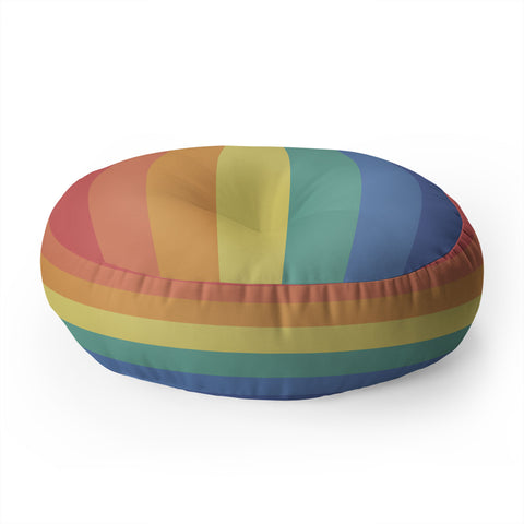 Avenie Vintage Rainbow Stripes Floor Pillow Round